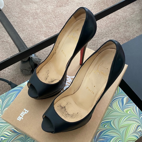 Christian Louboutin Very Prive 120 Black Leather Pumps Size 37 - Picture 8 of 9